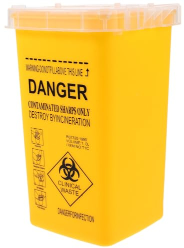 Gadpiparty Sharps Bin 1L – Portable Sharps Container with Secure Lock, Needle Disposal Box for Diabetic & Tattoo Supplies