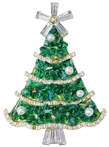 GFM® Glitzernde Brosche mit Weihnachtsmann, Weihnachtsbaum, Schneemann, Weihnachten, Geburtstag, Muttertag, Strumpffüller (BRCH-CHRIS-B), Klein, Metall, Kristall