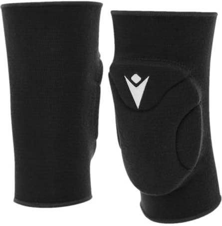 Macron Sage Evo Ginocchiere Volley Professionali – Coppia Unisex con Imbottitura Antiurto ad Alta Densità – Protezione Ginocchia per Pallavolo Indoor Allenamento e Gara Nero (L)