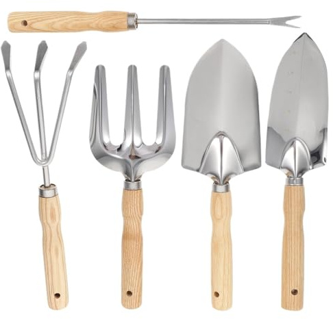 Garden Hand Fork 5Pcs Gardening Tool Set Planting Shovel Mini Rake Garden Soil Loosening Tools Portable Comfortable Grip For Transplanting