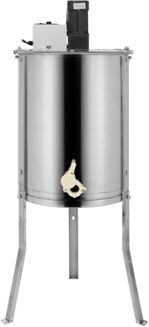 Bonnlo Electric Honey Extractor, 4-Frame Honey Spinner with Height Adjustable Stand & Transparent Lid, Stainless Steel Apiary Centrifuge Equipment