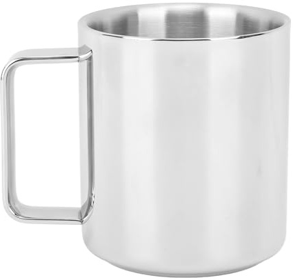 Tomotato Becher aus Edelstahl 304, doppelwandiger isolierter Kaffeebecher gegen Verbrühungen mit stabilem Griff Camping Trinkbecher für Milch, Tee, Reisen, Outdoor, Büro (250ml)