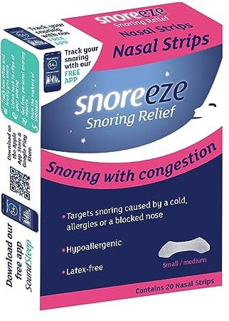 Snoreeze Nasal Strips Small/Medium, Pack of 20 Works Instantly and Opens Nasal passages & Increase Airflow | Improve Sleep, Reduce snoring, Relieve Nasal Congestion