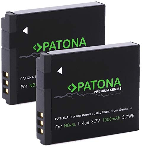 PATONA 2X Premium NB-6L Batterie 1000mAh Compatible avec Canon Digital Ixus 85 is 95 is 105 200 is 300 HS 310 HS PowerShot D10 D20 S90 S95 S120 SX240 HS SX260 HS SX530 HS SX540 HS NB6L NB 6L