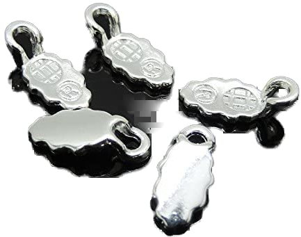 100pcs Silver Plated Oval Glue on Bail Earring Bails for Glass Tile DIY Pendants by Yaoding