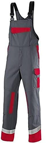 BP 2434-820-5381-52n Latzhose, Stretch-Hosenträger mit Clipbefestigungen, 320,00 g/m² , dunkelgrau/rot, 52n