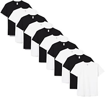 Fruit of the Loom Men's Valueweight Short Sleeve T Shirt, Black/White, S UK