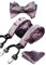 HISDERN Rosa Herren Hosenträger mit 6 starken Clips Extra Breit Paisley Y Form Hosenträger für Herren mit Fliege Einsteckuch Set…