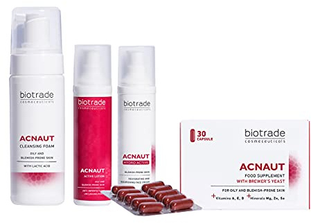 Biotrade 3 Einfache Schritte für Gesunde Haut - Beseitigt Pickel und Mitesser - Inklusive Gratis Nahrungsergänzung, 30 Kapseln