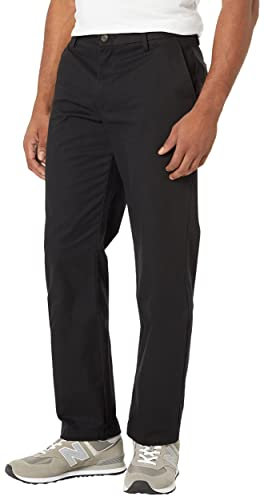 Amazon Essentials Pantalon Chino sans Pince Infroissable Coupe Droite Homme, Noir, 42W / 30L
