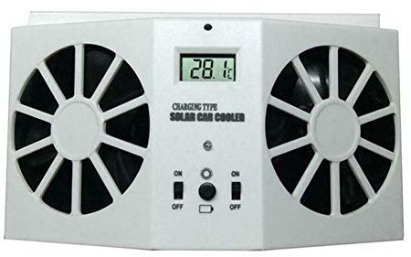 Ventilador solar del extractor del calor del extractor del coche, ventiladores de enfriamiento del radiador del ventilador del respiradero del aire de la ventanilla del coche (Blanco)
