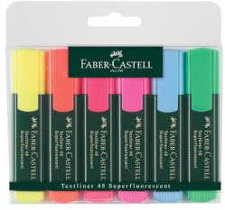 FABER-CASTELL Textmarker TEXTLINER 48 REFILL, nachfüllbar, Keilspitze, 1-5 mm, Schaftfarbe: dunkelgrün, Schreibfarbe: 6er sortiert (6 Stück), Sie erhalten 1 Packung á 6 Stück