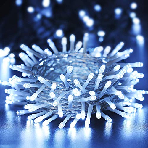 BrizLabs Luci di Natale Esterno, 20M 200 LED Bianco Freddo Catena Luminosa con Spina 8 Modalità Impermeabile Luci Stringa Decorazioni per Interno Albero Giardino Casa Natalizie Festa Matrimonio