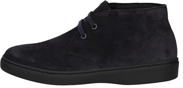 Frau, Stivaletto Casual Uomo in Pelle Scamosciata Colore Blu, Altezza Caviglia, Sottopiede Estraibile in PU e Sughero, Suola in Gomma Molto Flessibile e Antiscivolo, 41, Made in Italy