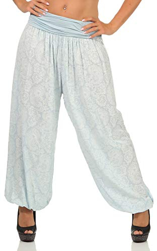 Malito - Damen Haremshose mit Orient Print - Pumphose aus Baumwolle - Stoffhose zum Tanzen, Chillen & Yoga - Aladinhose 8580 (hellblau)