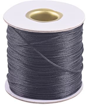 KONMAY 1.0mm Satinschnur/Flechtkordel Nylonschnur Friesen Faden Schnur für Schmuck Kunsthandwerk,73 Meters/Rolle,Schwarz