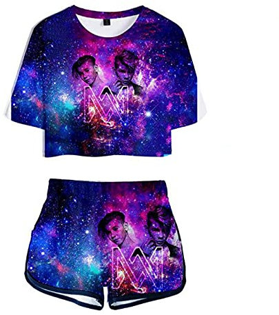 JFLY Marcus Und Martinus 3D Gedruckt Sexy 2 Stück Set Damen Conjunto Feminino Damen Crop Top Und Shorts Set Zweiteilige Outfits Passende
