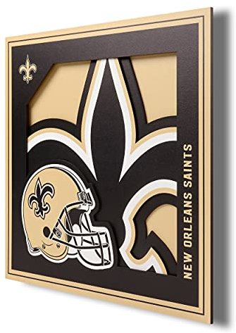 YouTheFan NFL New Orleans Saints 3D-Logo-Serie Wandkunst – 30,5 x 30,5 cm