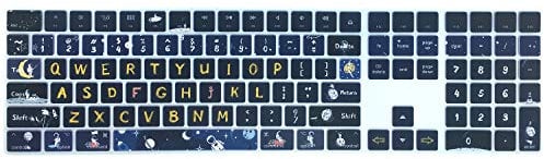WSLUCKO Silicone Keyboard Cover Skin for 2017/2018 Apple iMac Magic Keyboard with Numeric Keypad (Model:MQ052LL/A A1843), US Layout, Space Man
