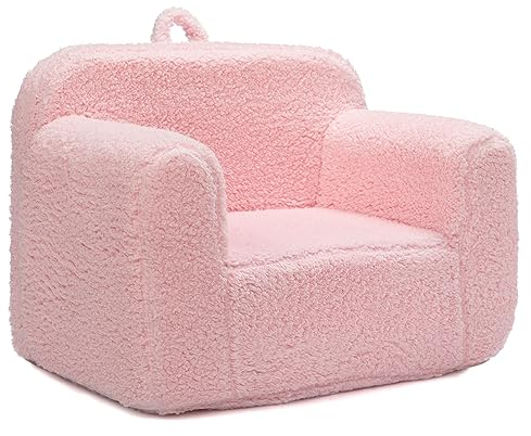 BEJOY Kindersofa - Ultra-Weicher Schaumstoff Gefüllter Kindersessel, Kuscheliger Sherpa Lesecouch für Mädchen und Jungen - Rosa