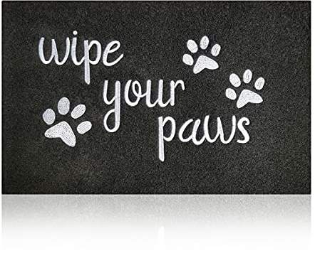 HLFMVWE Large Outdoor Welcome Mat for Front Door Wipe Your Paws Doormat Rubber Non Slip Backing Funny Doormat Indoor Rugs Dog Mat for Entryway Porch,Black 60X90cm