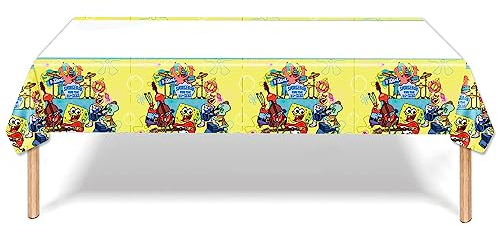 Spoongebob Sqquarepants Party Tischdecke - 180 x 108 cm Einweg-Plastik-Tischdecke aus Kunststoff, Dekoration liefert Party Zubehör für Kinder Geburtstag Party de korationen