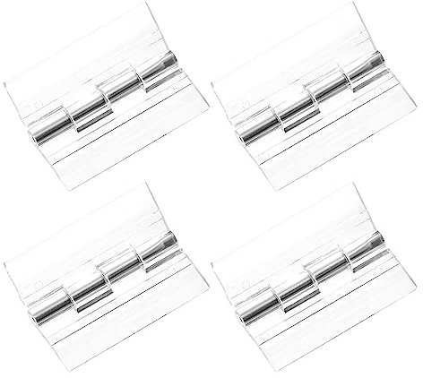 sourcing map 4Pcs Acrylic Hinges 45x34mm Clear Folding Hinge with Stainless Steel Shaft Transparent Hardware Hinge for Cabinet Drawer