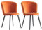 JaHECOME 2er Set Esszimmersessel mit Stoffbezug aus Samt, schwarzen Metallbeine, pflegeleichter Designer-Stuhl, Polsterstühle im skandinavischen Stil, Retro-Design für Esszimmer (2, Orange)