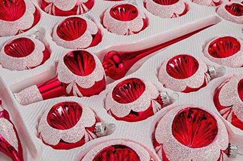 Navidacio 39 TLG. Glas-Weihnachtskugel Set Hochglanz Vintage Rot