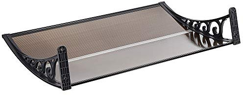 Vordach Haustür, Kunststoff, Aluminium, Pultbogenvordach, Überdachung, Vordach für Haustür Pultbogenvordach Polycarbonat Pultvordach Überdachung, PP Halterung (100 * 150 cm – braun)