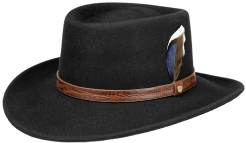 Stetson Petersham Gambler Wollhut Einfarbig Ledergarniturband Eleganter Filzhut Outdoor Regenhut Herren Herbst Winter