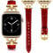 mxiixnai Leather Strap Compatible with Apple Watch Straps 44mm 45mm 49mm 46mm 42mm Women, Slim Thin Leather Replacement Strap for iWatch Bands Series 10 9 8 7 6 5 4 3 2 1 SE Ultra 2,Red/Gold