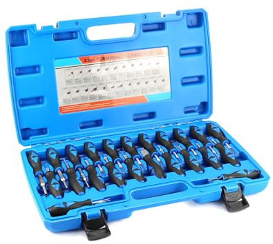 QWORK® 23 Piezas Herramientas de extracción de terminales de automóvil, Punta de Acero Inoxidable, Juego de Herramientas de aflojamiento de arnés de cableado eléctrico ​