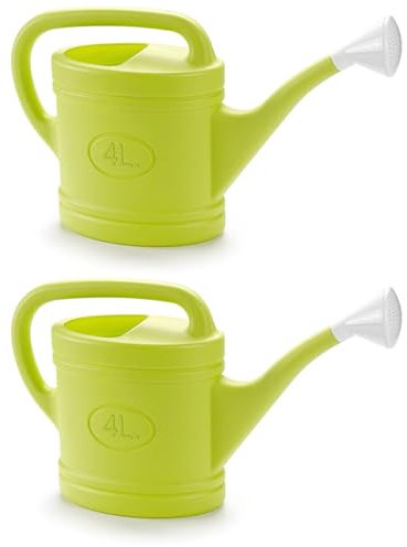 Acan Tradineur - Pack de 2 Regaderas de plástico - Capacidad 4 litros - Utensilios de jardinería, riego, casa, balcón, terraza, Patio - Color Amarillo