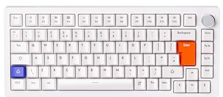 DrunkDeer A75 Rapid Trigger Mechanical Gaming Keyboard Magnetic Switch Keyboard 75% TKL 82Keys USB Wired RGB Backlit Knob ISO UK Layout,White