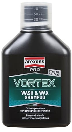 Arexons Car Care Pro VORTEX - Shampoo con Cera Autoasciugante, 500ml | Detergente Auto con Nanoparticelle Ceramiche, Protegge e Facilita Asciugatura