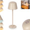 LED Tischleuchte Alsen, dimmbare Tischlampe aus Metall/Kunststoff in Beige/Weiß, Tischleuchte m. Touchdimmer, USB-C Anschluß, Akku, 2,5 Watt, 280 Lumen, 2700-6500 Kelvin, für Innen und Außen, IP54
