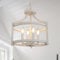 KMaiPem Vintage Weiss Kronleuchter Umwandelbare Deckenlampe Wohnzimmer, 4 Lichter Modern Rustikal Deckenleuchte Schlafzimmer, Bauernhaus Landhaus Hängelampe Küche, Französisch Pendelleuchte Flur
