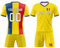 Rumänien-Fußball-Set für Kinder, Jungen, Länderabzeichen, T-Shirt, Sport, lässig, Herren, kurzärmelig, runder V-Ausschnitt, Hemden und Shorts, individuelle Teamnamennummer, Trikot-Trainingsanzug,