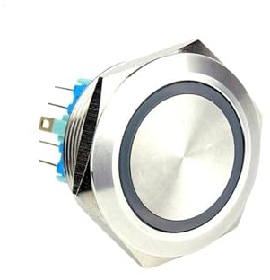 30mm 12V Blue Color O-Ring Illuminated LED Light Flat Head Self-locking Stainless Metal Push Button Latching Switch IDGTTLDF