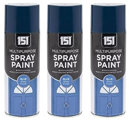 DIOXSTAR Blue Gloss Spray Paint, Gloss Finish, Fast Drying, Non-Cracking, Suitable for Furniture’s and DIY Projects, Indoor and Outdoor Use, Easy to Use, 400ml (3 PCS)