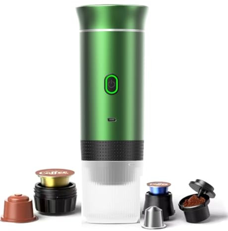 Générique Portable Coffee Machine 3 in 1 Multifunction Cordless Refillable Coffee Machine Compatible with Coffee Capsules and Powder (Green)