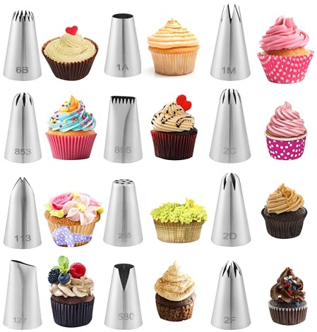 12PCS Piping Tips Set, Food Grade and Premium Stainless Steel Large Piping Tips for Baking Cupcakes, Cake Decorating, Pastries, Sturdy and Long-lasting