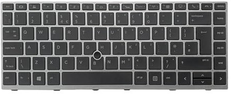 TECHNOLOGYVS Replacement For L11308-031 LAPTOP HP ELITEBOOK 840 G5 G6 UK English Layout Keyboard Backlit QWERTY With Trackpoint And Pointer Grey With Black Keys