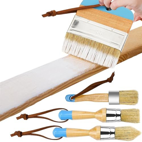 Wachspinsel für Kreidefarbe, Mehrzweck-Bürste, 4-teiliges Set, praktisch, fusselfrei, kleine Kreidepinsel für Kartenherstellung, Wachsmöbel