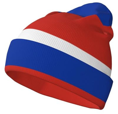 EdWal Strickmütze mit russischer Flagge, warme Wintermütze für Damen und Herren, weiche Bündchen, Unisex, Schwarz, Schwarz , Einheitsgröße
