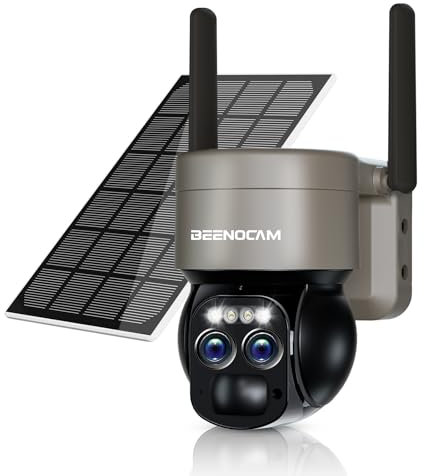 4K Solar Security Cameras Wireless Outdoor with Dual-Lens,360°PTZ Battery Powered Cameras for Home Security Outdoor,8MP Color Night Vision,PIR Human Detection,Auto Tracking,Spotlight/Siren,Alexa,IP66