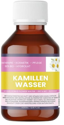 Kamillenwasser BIO – 250ml -100 % naturrein – Anthemis nobilis Flower Water – Gesichtswasser & Körperspray – Vegan, alkoholfrei, ohne Zusatzstoffe – Nakobe