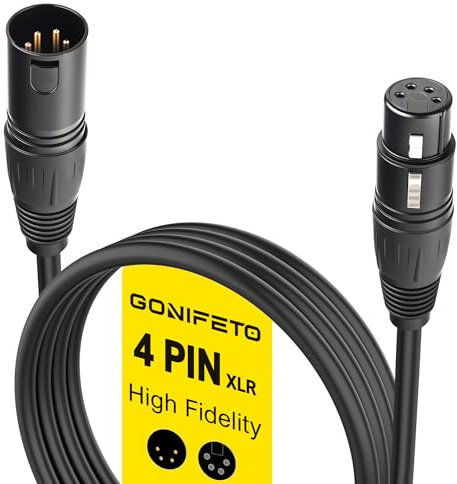 4 Pin XLR Cable,6.5ft Professional Hi-Fi Shielded 4 Pin XLR Male to Female Balanced Audio Extension Patch Cable for Headphone Headset Microphone,Power Cable for DSLR Camera Monitor Stage Light