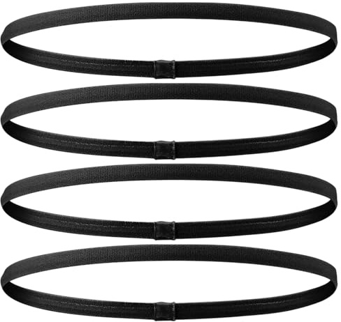 4 Pack Non-Slip Sports Hair Bands for Boys and Men - Elastic Football Hair Bands, Thin Headbands, Adjustable and Durable Hair Accessories, Elastic Headband, for Running, Yoga, Gym